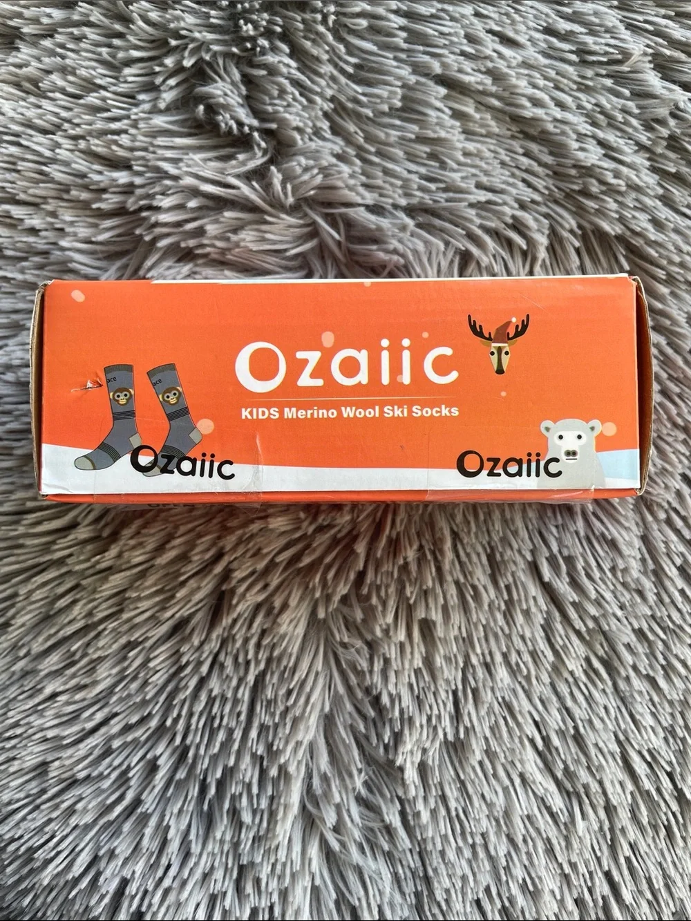 Ozaiic Kids Merino Wool Socks 2 Pairs Holiday Print Winter Warm Ski